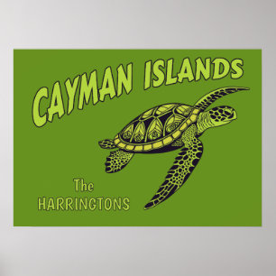 Aangepaste naam Cayman Islands Zee Turtle Poster