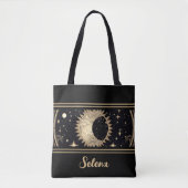 Aangepaste naam Celestial Stars Sun Moon Tote Bag (Voorkant)