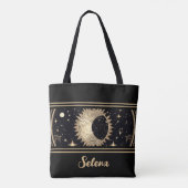Aangepaste naam Celestial Stars Sun Moon Tote Bag (Achterkant)