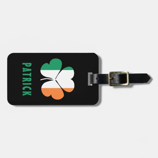 Aangepaste naam Celtic Ireland Shamrock Irish Flag Bagagelabel (Voorkant horizontaal)