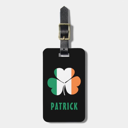 Aangepaste naam Celtic Ireland Shamrock Irish Flag Bagagelabel (Voorkant verticaal)