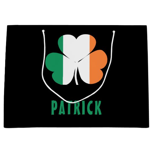 Aangepaste naam Celtic Ireland Shamrock Irish Flag Groot Cadeauzakje (Voorkant)