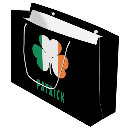 Aangepaste naam Celtic Ireland Shamrock Irish Flag Groot Cadeauzakje (Voorkant Gekanteld)