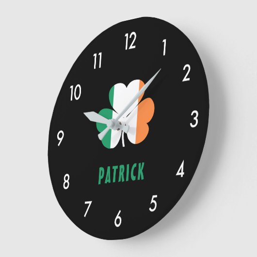 Aangepaste naam Celtic Ireland Shamrock Irish Flag Grote Klok (Hoek)