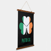 Aangepaste naam Celtic Ireland Shamrock Irish Flag Hangend Wandkleed (Gebogen)