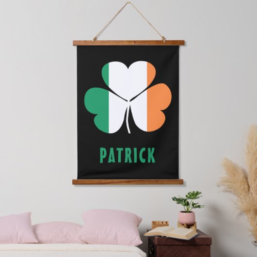 Aangepaste naam Celtic Ireland Shamrock Irish Flag Hangend Wandkleed (Slaapkamer)