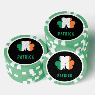 Aangepaste naam Celtic Ireland Shamrock Irish Flag Poker Chips