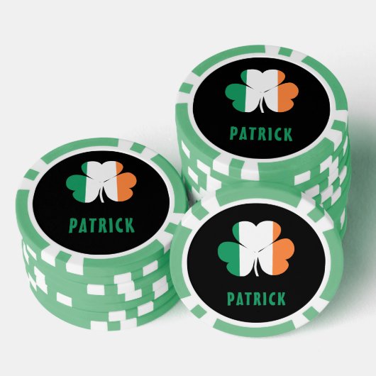 Aangepaste naam Celtic Ireland Shamrock Irish Flag Poker Chips (Opstapeling)