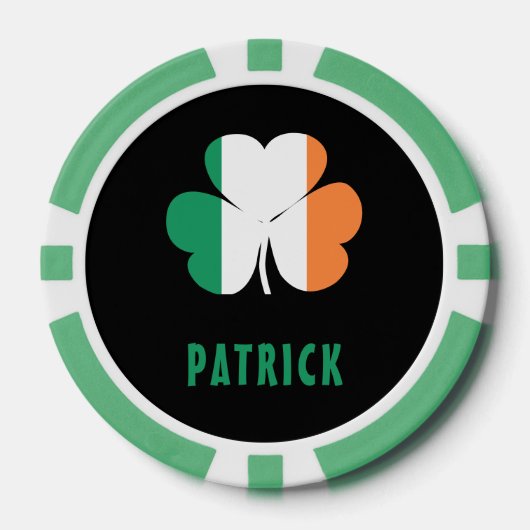 Aangepaste naam Celtic Ireland Shamrock Irish Flag Poker Chips (Voorkant)