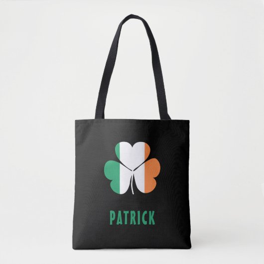 Aangepaste naam Celtic Ireland Shamrock Irish Flag Tote Bag (Voorkant)
