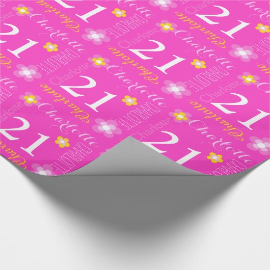 Aangepaste naam Charlotte 21 verjaardagsomslag Cadeaupapier (Hoek)