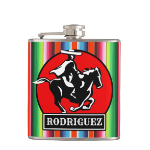 Aangepaste NAAM Charro Paard Spaans Mexicaanse Ser Heupfles