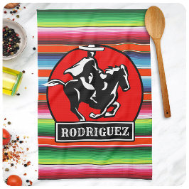 Aangepaste NAAM Charro Paard Spaans Mexicaanse Ser Theedoek