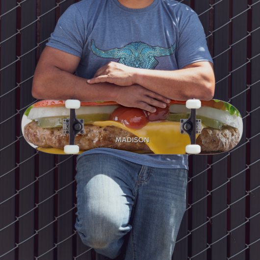 Aangepaste naam cheeseburger persoonlijk skateboard (Buiten 3)