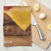 Aangepaste naam cheeseburger theedoek (Quarter Fold)