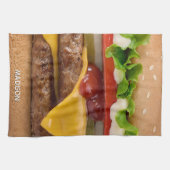 Aangepaste naam cheeseburger theedoek (Horizontaal)