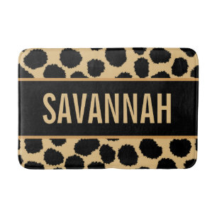 Aangepaste naam Cheetah Animal Print Pattern Class Badmat