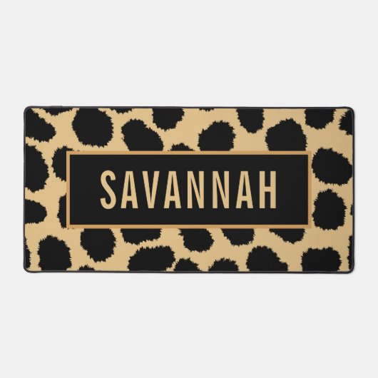 Aangepaste naam Cheetah Animal Print Pattern Class Bureaumat (Voorkant)