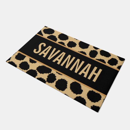 Aangepaste naam Cheetah Animal Print Pattern Class Deurmat (Schuin)