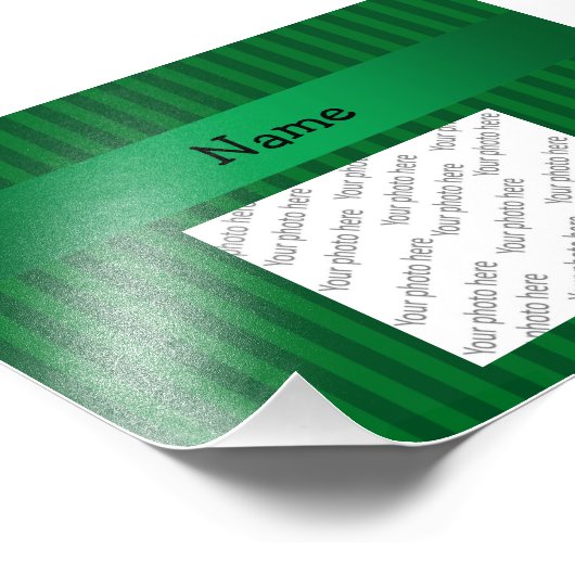 Aangepaste naam chef-groene strepen foto afdruk (Hoek)