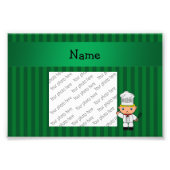 Aangepaste naam chef-groene strepen foto afdruk (Voorkant)