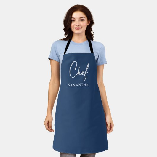 Aangepaste naam chef-kok schort (Gedragen)