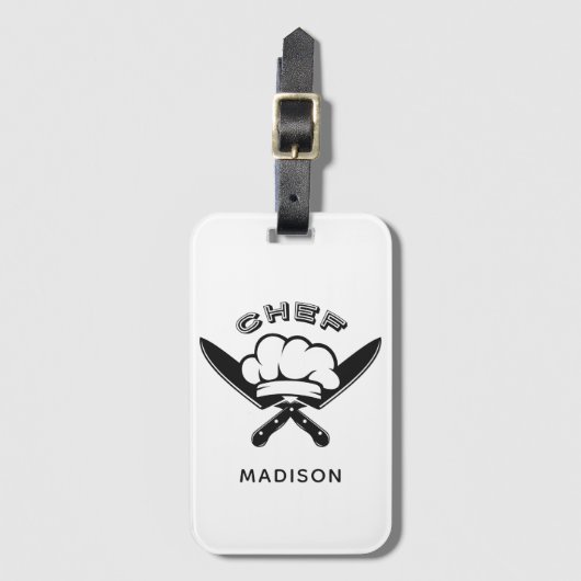 Aangepaste naam Chef Logo Bagagelabel (Voorkant (verticaal))