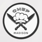 Aangepaste naam Chef Logo Labels (Design 2)