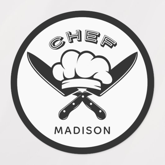 Aangepaste naam Chef Logo Labels (Design 1)