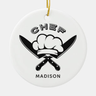 Aangepaste naam Chef Logo-versiering Keramisch Ornament