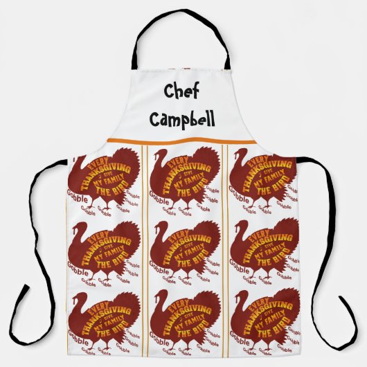 Aangepaste naam Chef Thanksgiving Familie Diner Pa Schort (Voorkant)