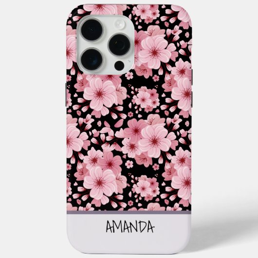 Aangepaste naam Cherry Blossom roze bloemmotief Case-Mate iPhone Case (Achterkant)