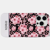 Aangepaste naam Cherry Blossom roze bloemmotief Case-Mate iPhone Case (Achterkant (horizontaal))
