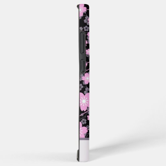 Aangepaste naam Cherry Blossom roze bloemmotief Samsung Galaxy Hoesje (Rechterkant)