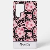 Aangepaste naam Cherry Blossom roze bloemmotief Samsung Galaxy Hoesje (Achterkant)