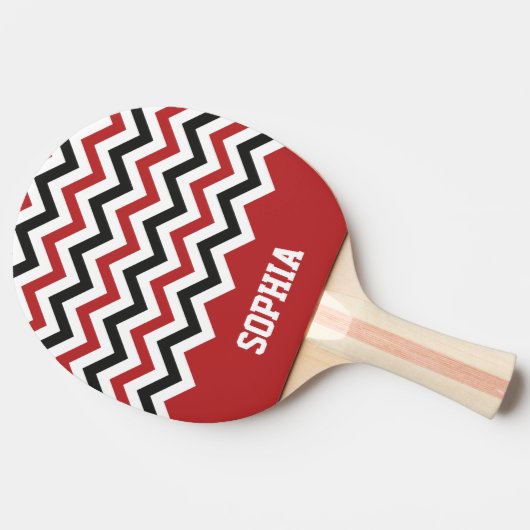 Aangepaste naam Chevron Classic Red en Black Tafeltennisbatje (Zijkant)
