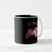 Aangepaste naam Chic Bourgogne bloemen Tweekleurige Koffiemok (Voorkant rechts)