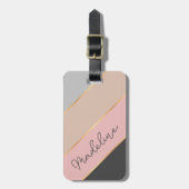 Aangepaste naam Chic Gray Soft Coral Blush Pink Li Bagagelabel (Voorkant verticaal)