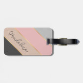 Aangepaste naam Chic Gray Soft Coral Blush Pink Li Bagagelabel (Achterkant horizontaal)