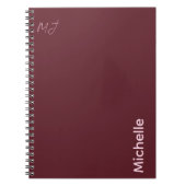 Aangepaste Naam Chic Minimalistische Bourgondiër & Notitieboek (Voorkant)