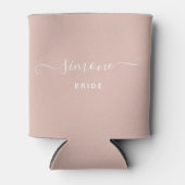 Aangepaste naam Chic Script Trouwbruid Blush Roze Blikjeskoeler (Voorkant)