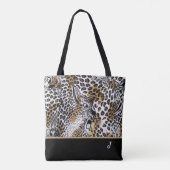 Aangepaste naam Chic Stijlvol Bruin Zwart Wit Luip Tote Bag (Achterkant)