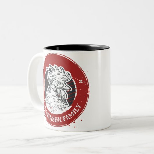 Aangepaste naam Chicken Custom Country Rooster Tweekleurige Koffiemok (Voorkant links)