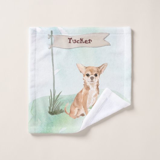 Aangepaste naam Chihuahua Pet Dog Bad Handdoek (Wasdoekje)