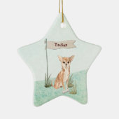 Aangepaste naam Chihuahua Pet Dog Keramisch Ornament (Rechts)