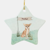 Aangepaste naam Chihuahua Pet Dog Keramisch Ornament (Voorkant)