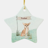 Aangepaste naam Chihuahua Pet Dog Keramisch Ornament (Achterkant)