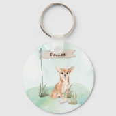Aangepaste naam Chihuahua Pet Dog Sleutelhanger (Voorkant)
