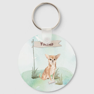 Aangepaste naam Chihuahua Pet Dog Sleutelhanger