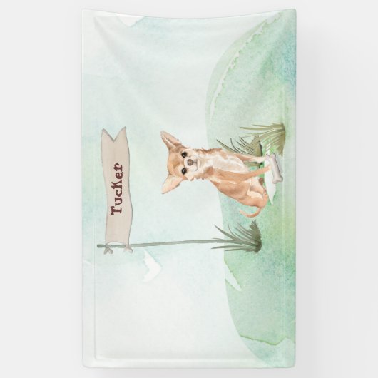 Aangepaste naam Chihuahua Pet Dog Spandoek (Verticaal)